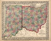 County Map of Ohio and Indiana