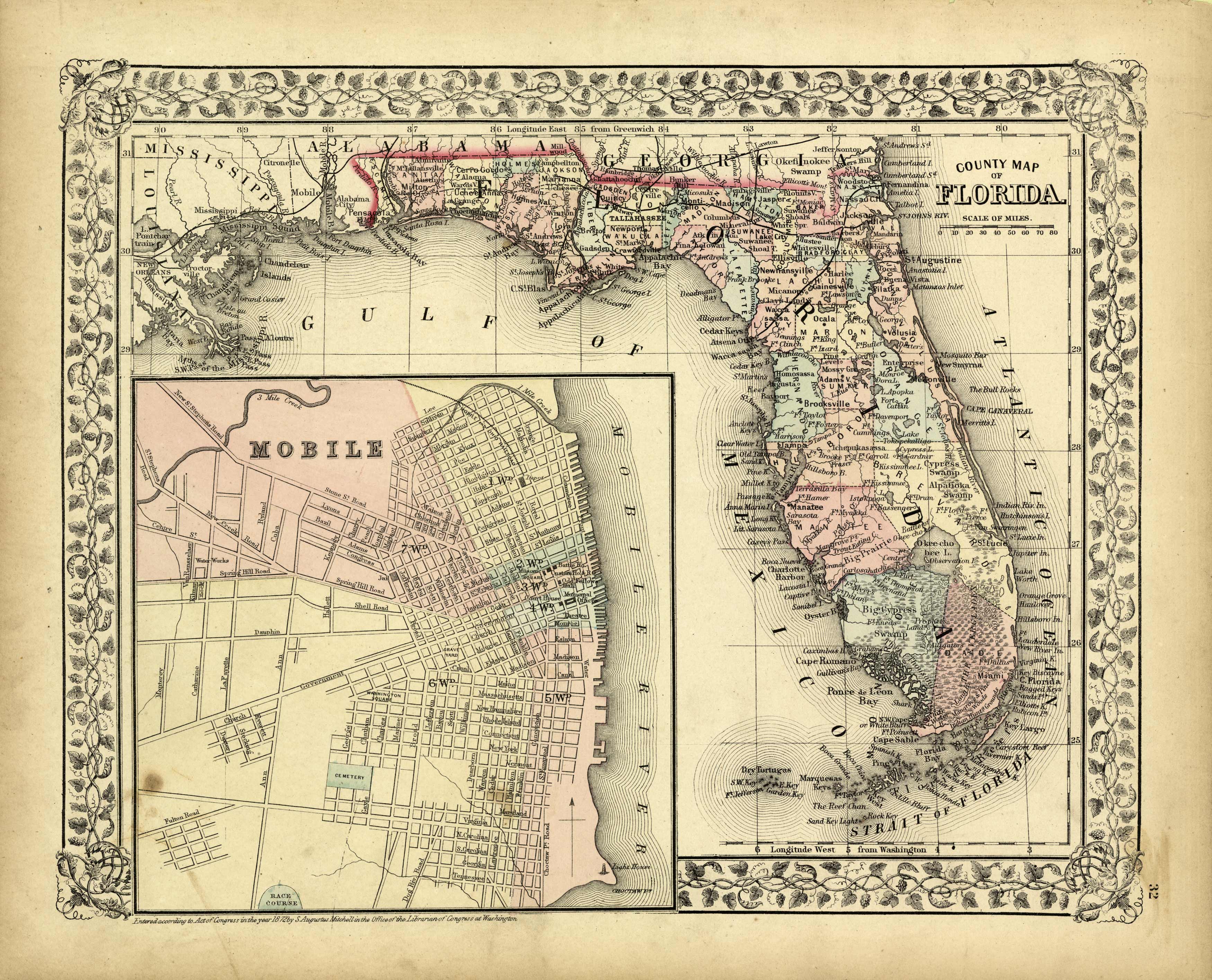 County Map of Florida / Inset of Mobile County Map of Florida / Inset of Mobile
