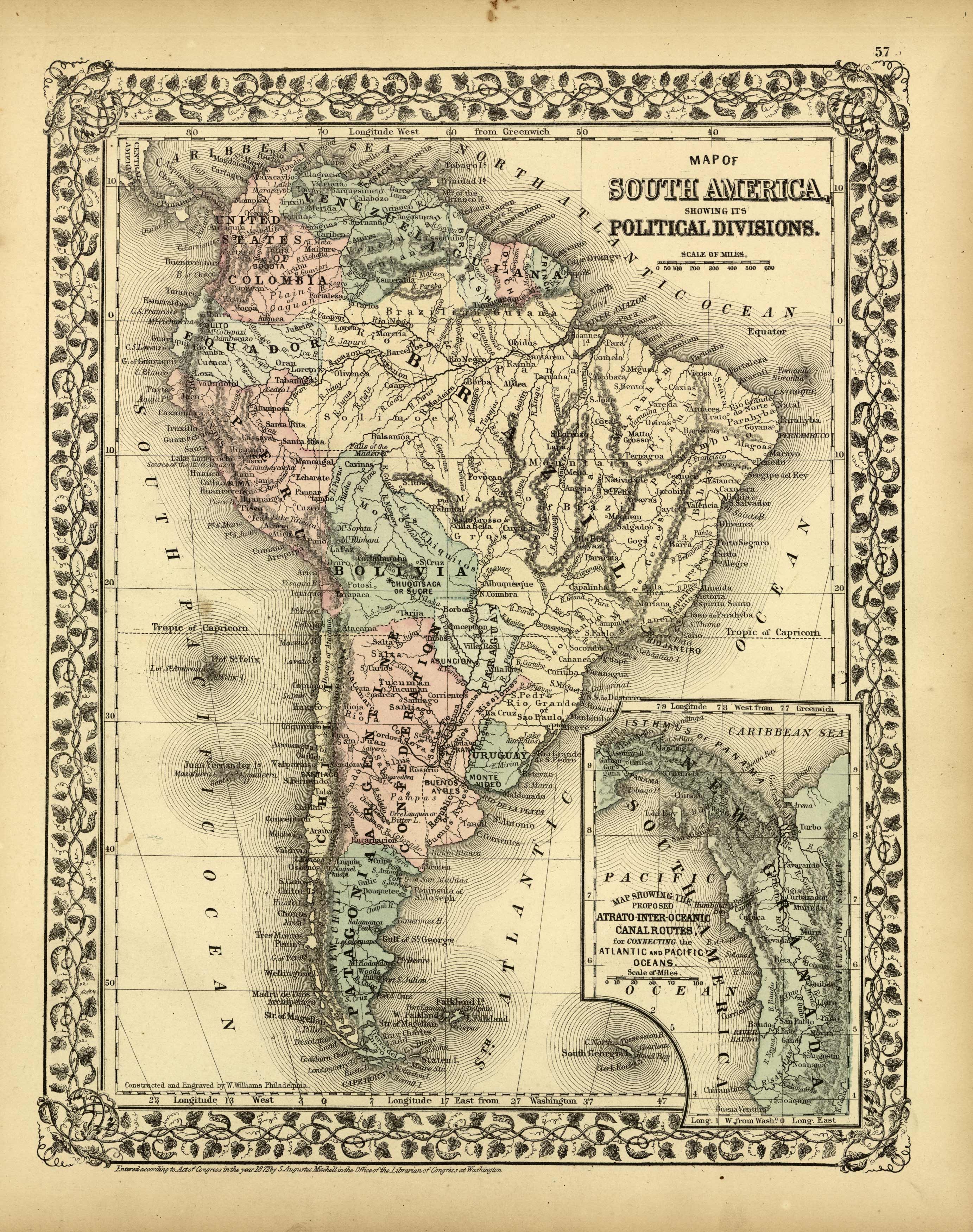 Map of South America Showing its Political Divisions ' Map of South America Showing its Political Divisions '