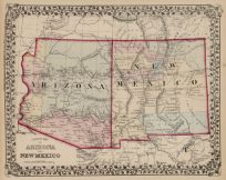 County Map of Arizona and New Mexico