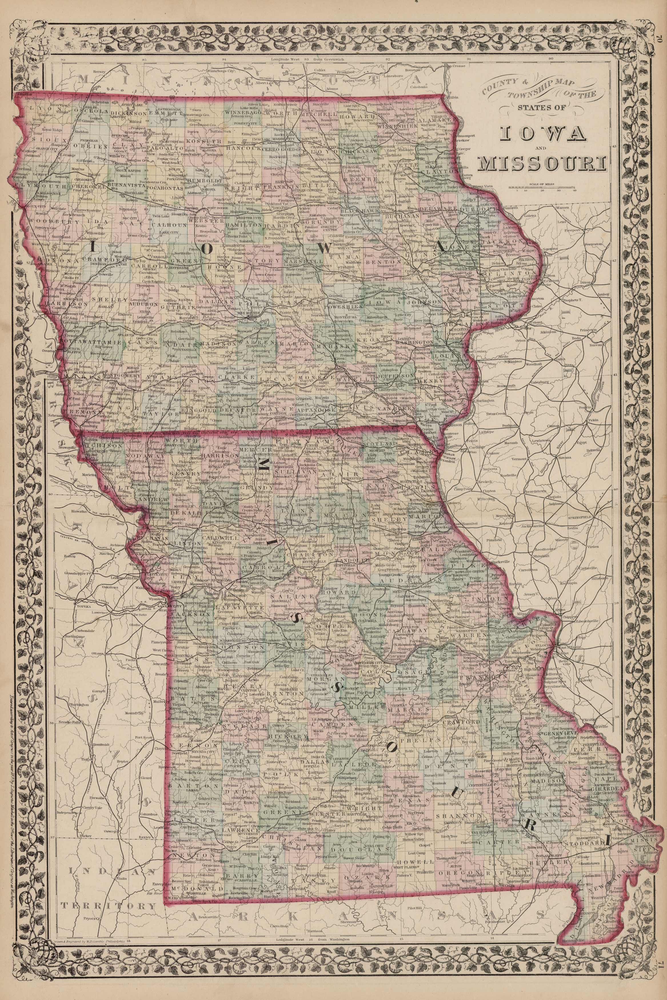 County and Township map of Iowa and Missouri County and Township map of Iowa and Missouri