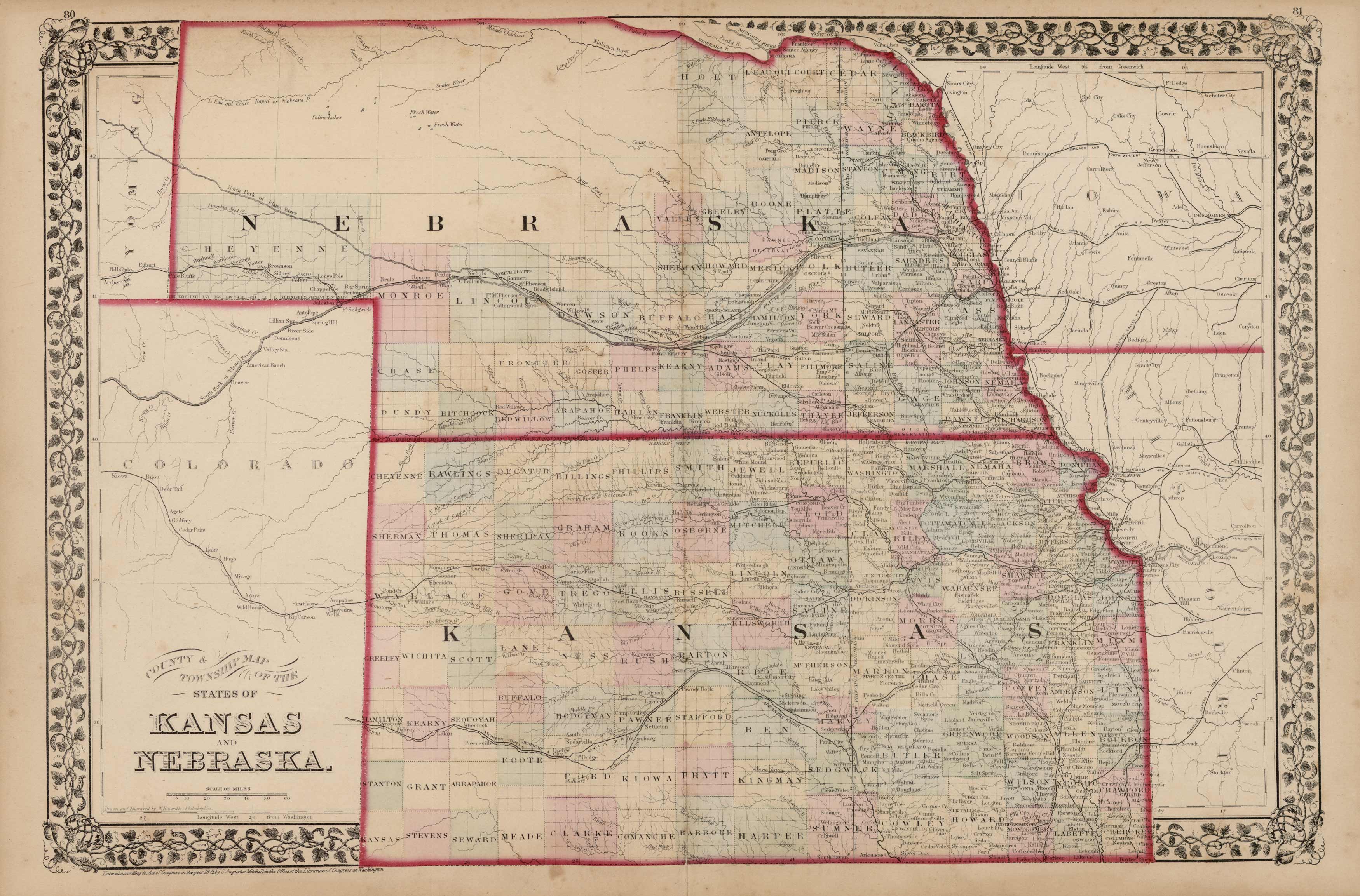 County and Township Map of Kansas and Nebraska County and Township Map of Kansas and Nebraska
