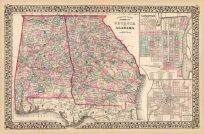 County Map of the States of Georgia and Alabama