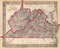 County Map of Virginia and West Virginia