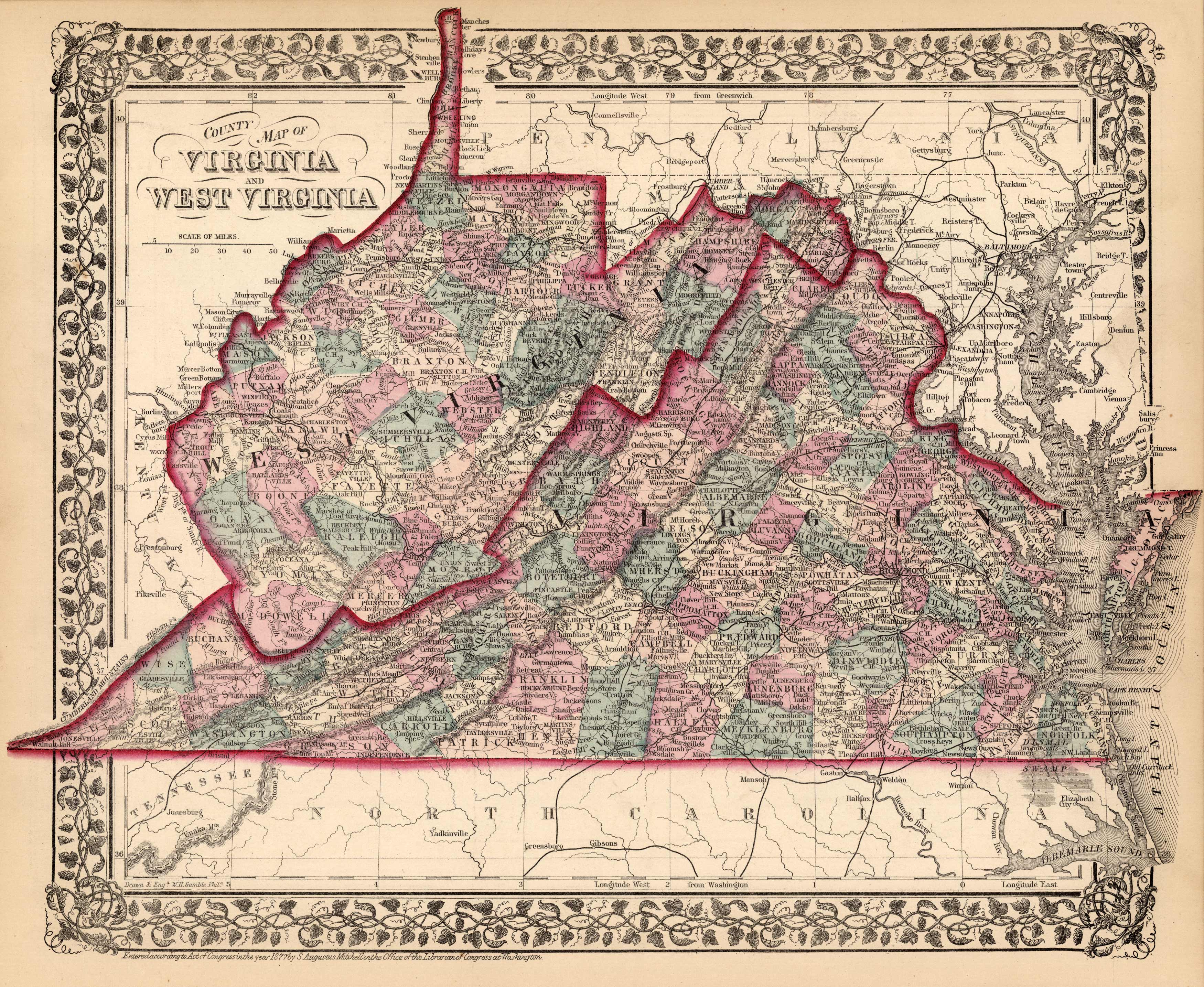 County Map of Virginia and West Virginia County Map of Virginia and West Virginia
