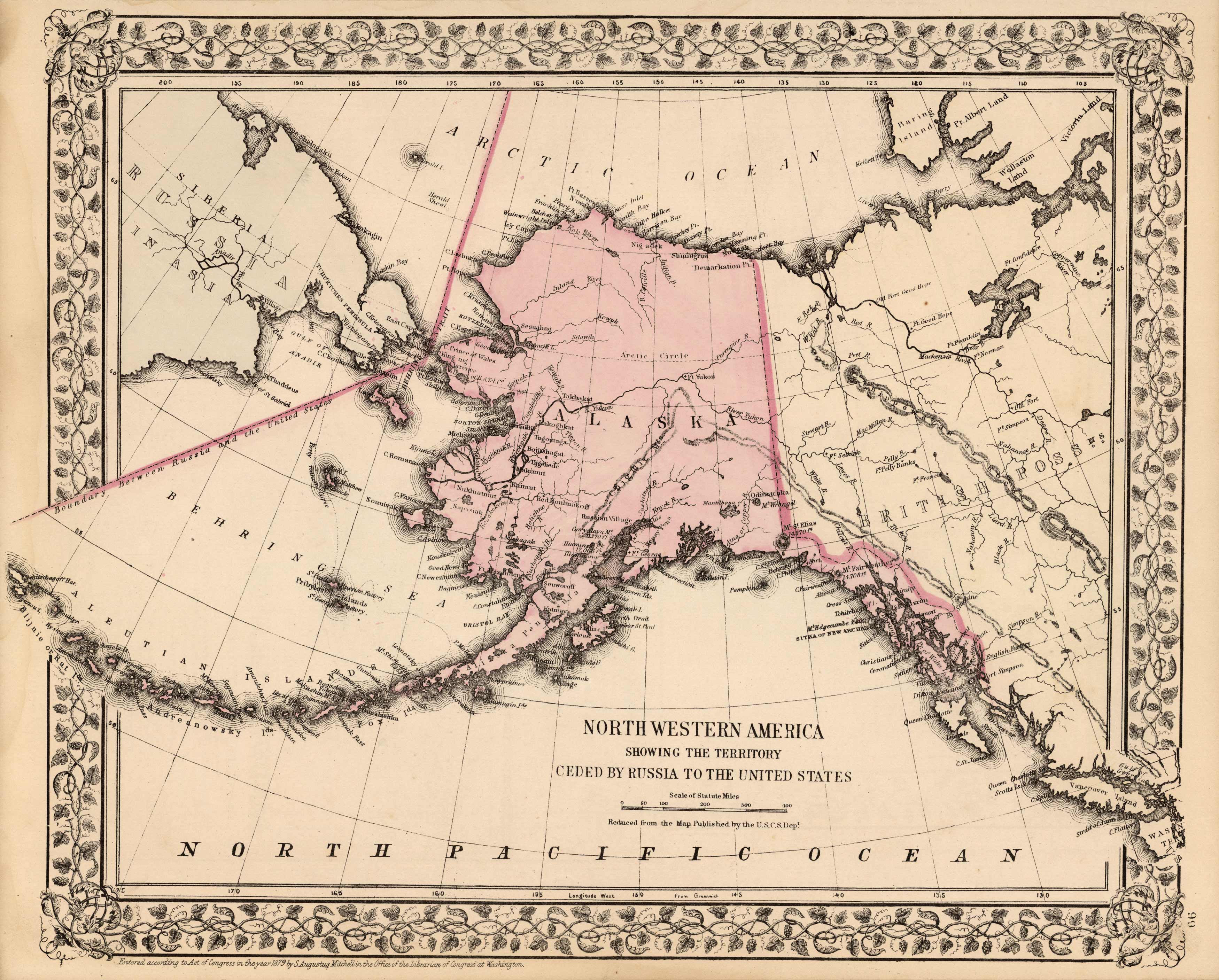 North Western America Showing the Territory Ceded by Russia to the United States