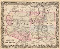 County Map of Arizona and New Mexico
