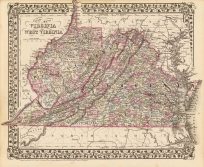 County Map of Virginia and West Virginia