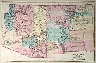 County and Township Map of Arizona and New Mexico