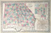 County Map of the States of Georgia and Alabama