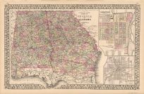 County Map of the States of Georgia and Alabama