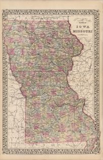 County & Township Map of the States of Iowa and Missouri