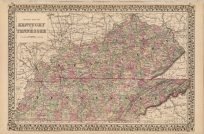 County Map of Kentucky and Tennessee