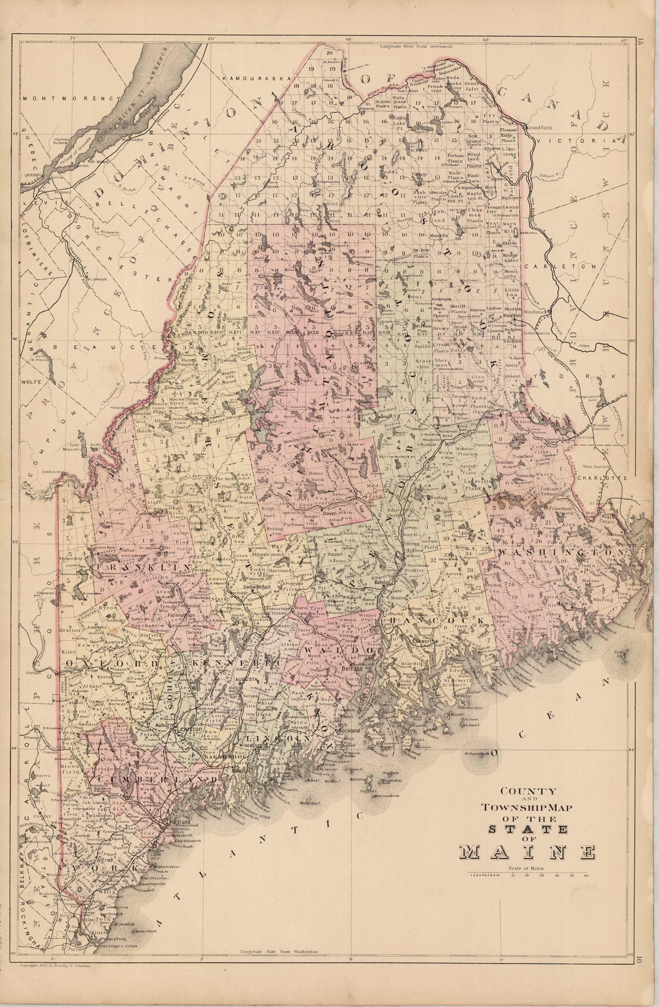 County & Township Map of the State of Maine