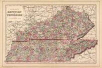 County Map of Kentucky and Tennessee
