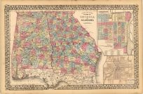 County Map of the States of Georgia and Alabama