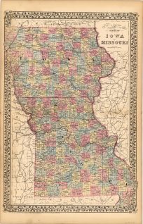 County & Township Map of the States of Iowa and Missouri