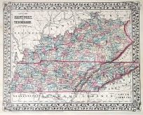 County Map of Kentucky and Tennessee