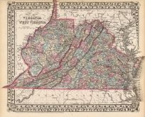 County Map of Virginia and West Virginia