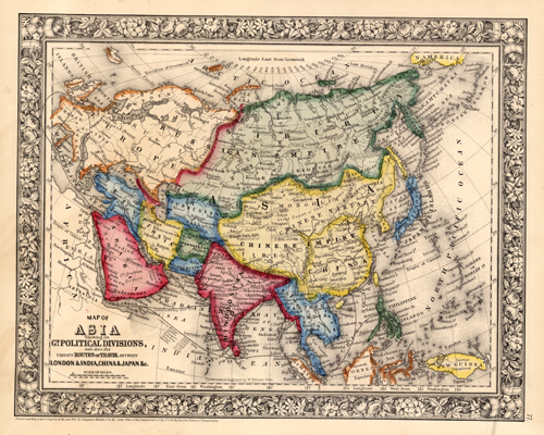 Map of Asia showing its Political Divisions