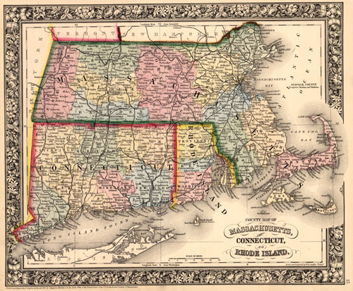 County Map of Massachusetts