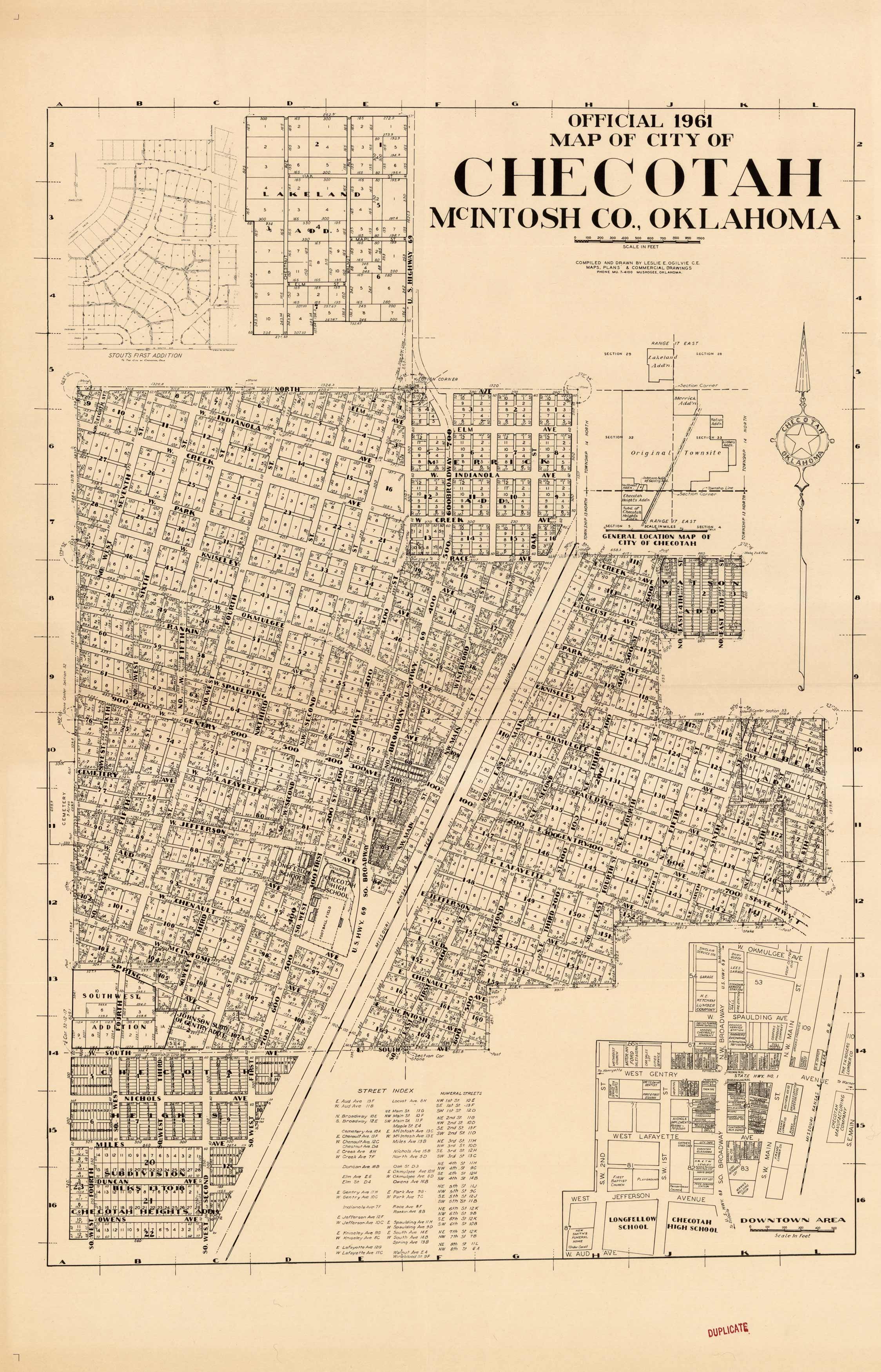 Official 1961 Map of City of Checotah