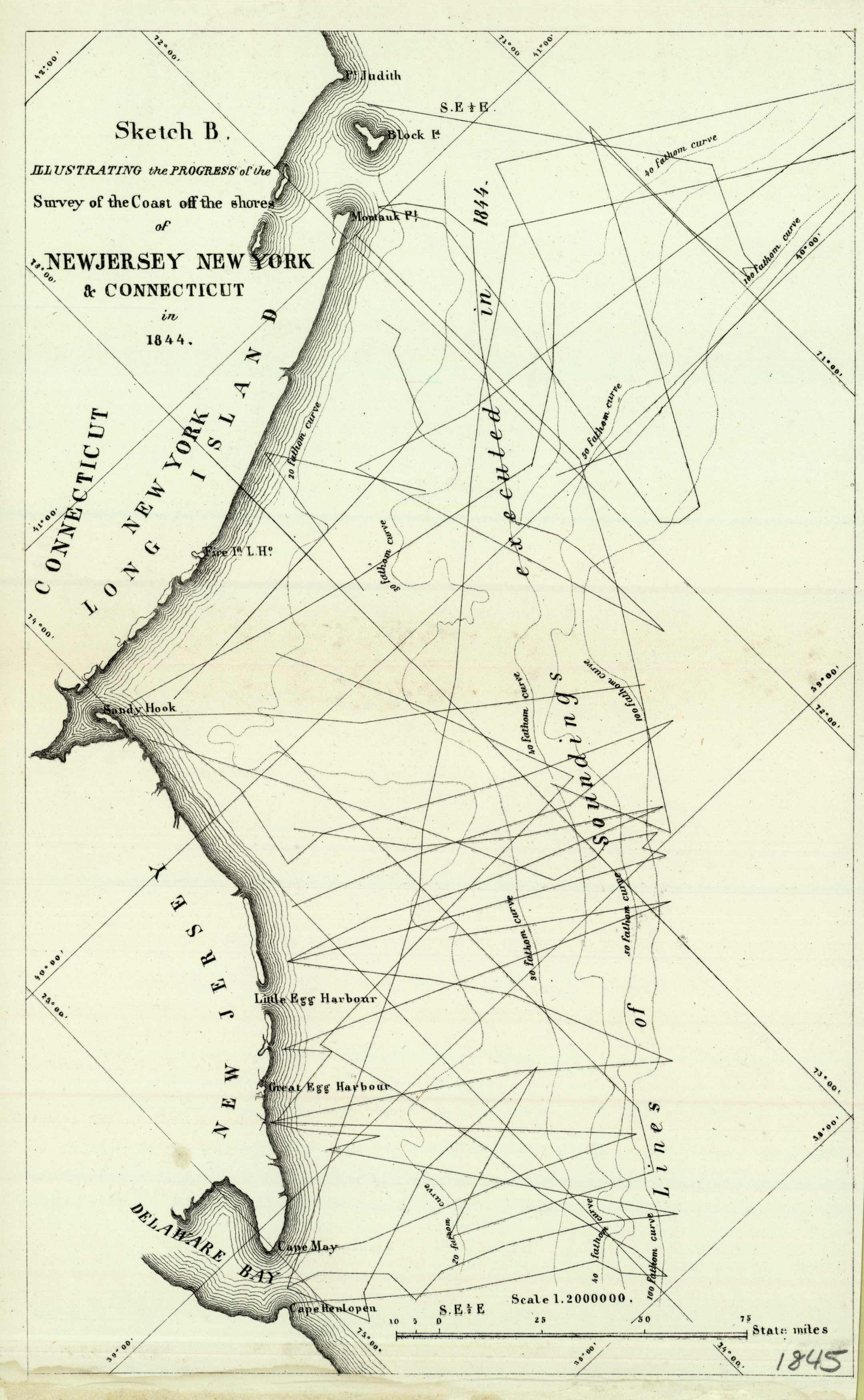 Sketch B Illustrating the Progress of the Survey of the Coast off the shores of New Jersey