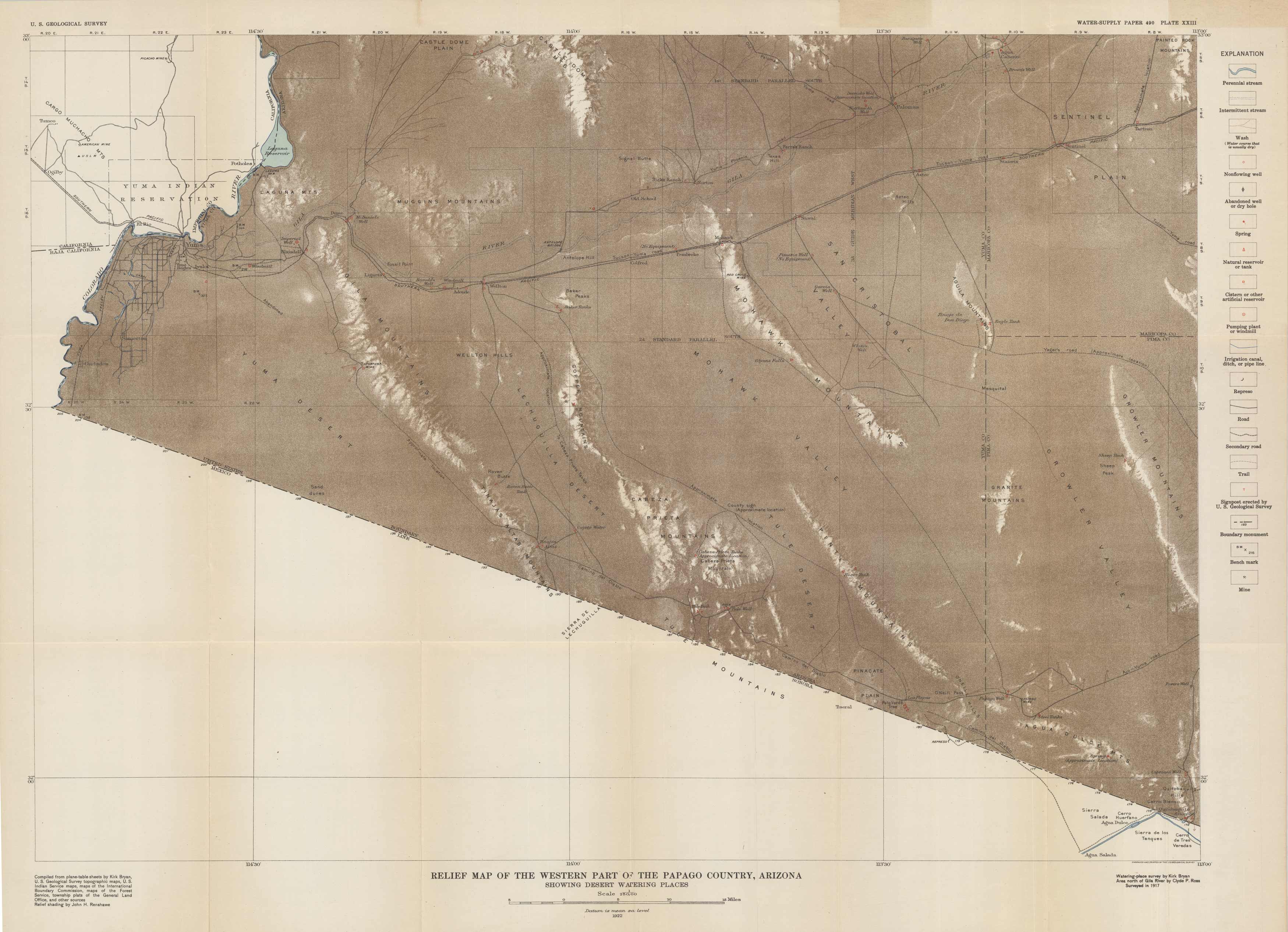 Relief Map of the Western Part of the Papago County