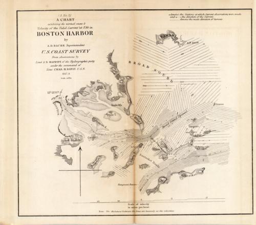 A Chart exhibiting the normal course & Velocity of the Tidal Current at Ebb in Boston Harbor A Chart exhibiting the normal course & Velocity of the Tidal Current at Ebb in Boston Harbor