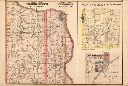 Map of Brush Creek Township. Map of Harrison Township. Map of Clay Township. Frazeysburgh. (Ohio) Map of Brush Creek Township. Map of Harrison Township. Map of Clay Township. Frazeysburgh. (Ohio)