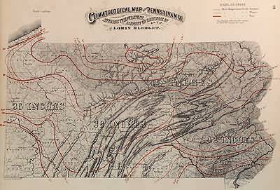 Climatological Map of Pennsylvania Showing the Average Temperture & Amount of Rainfall