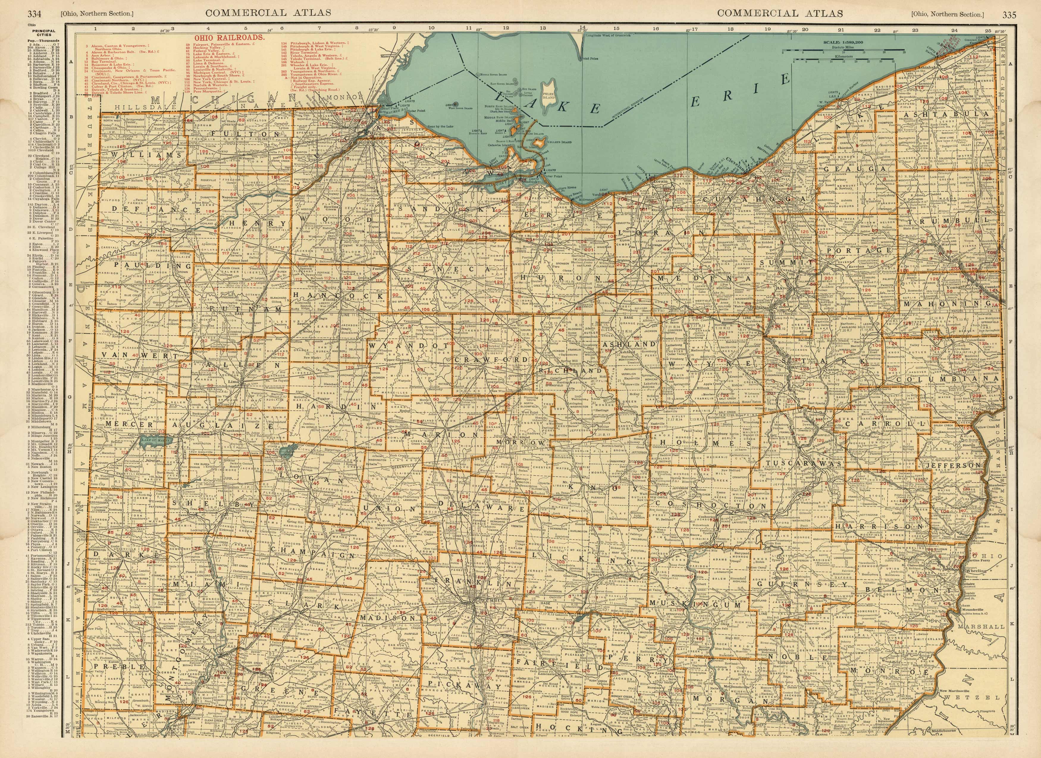 Map of the Northern Part of Ohio