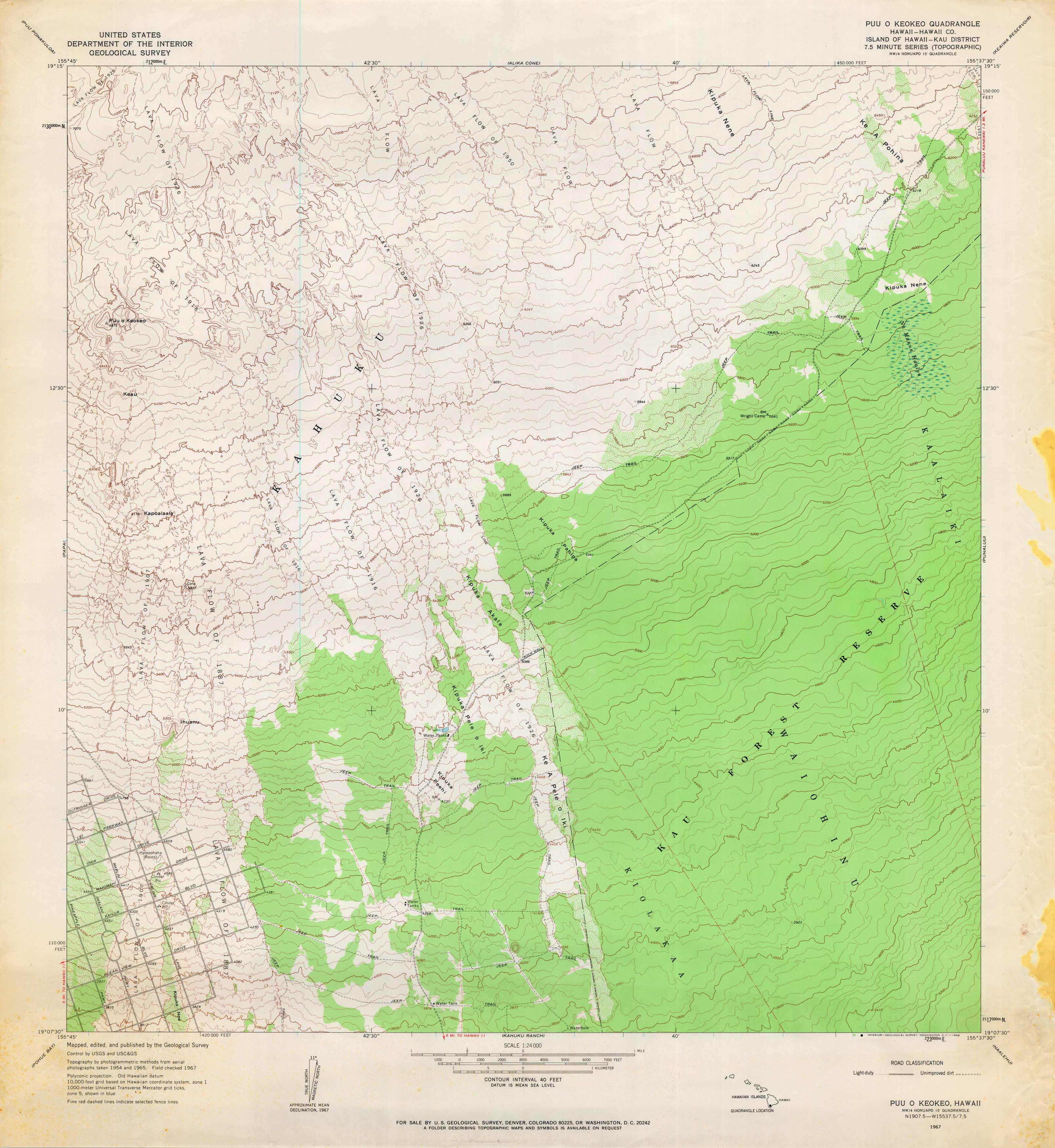 Puu O Keokeo Quadrangle