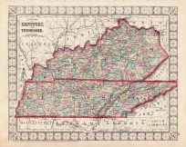 County Map of Kentucky and Tennessee