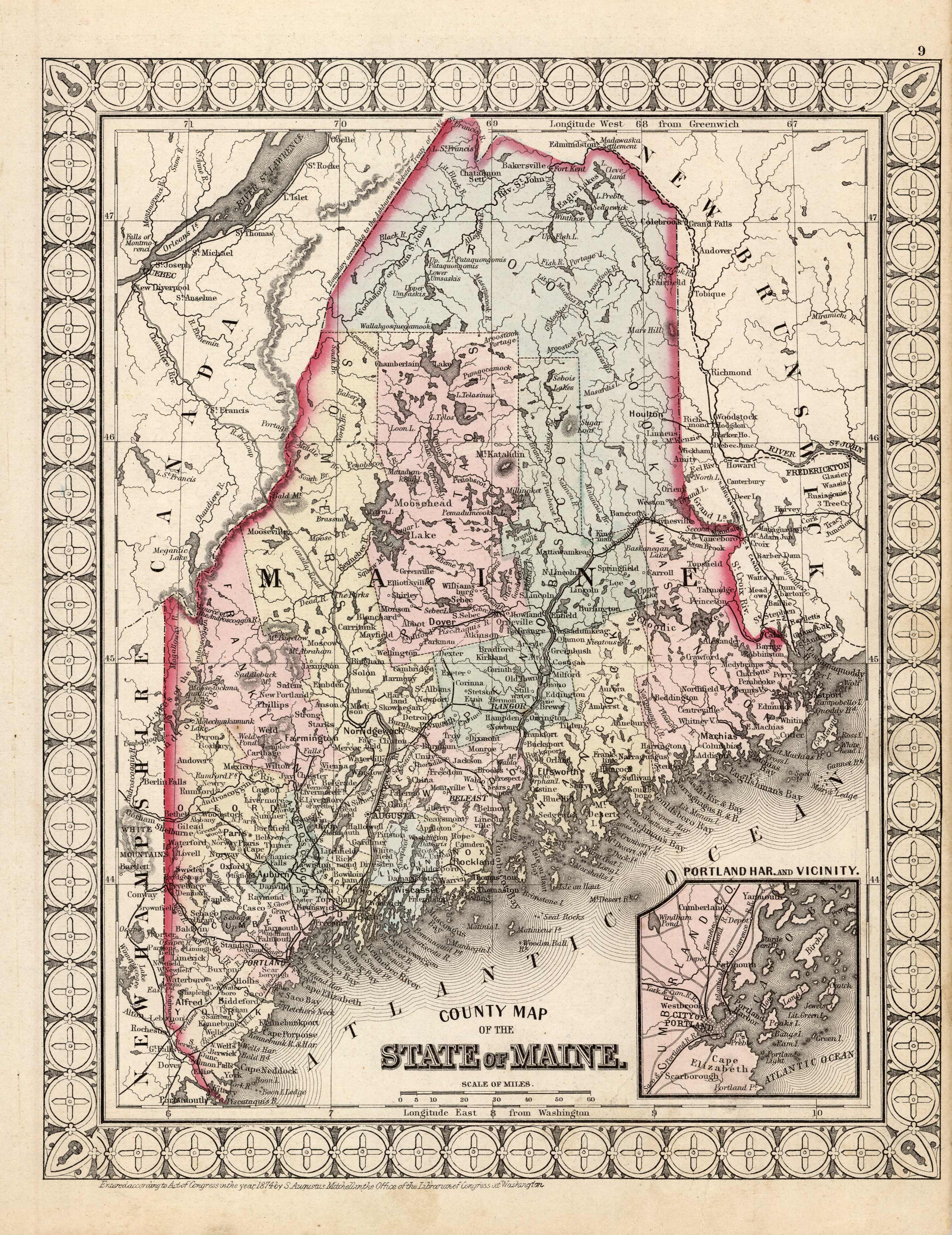 County Map of the State of Maine (with an inset map of Portland Har. and Vicinity) County Map of the State of Maine (with an inset map of Portland Har. and Vicinity)